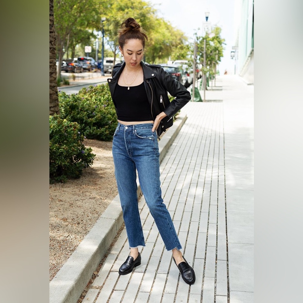 Agolde Riley High Rise Straight Crop Jeans in Disguise - Size 25